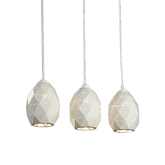 Modern White Geometric Metal Pendant Light - 3-Light Indoor Hanging Ceiling Fixture With