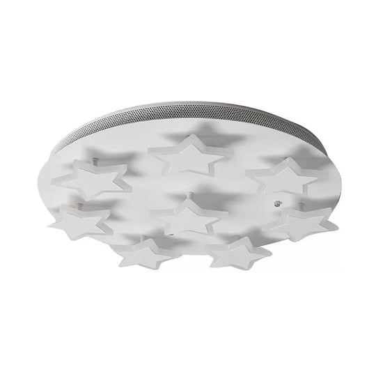 White Acrylic Starry Flush Ceiling Light For Girls Bedroom - Romantic Mount Fixture / 19.5’