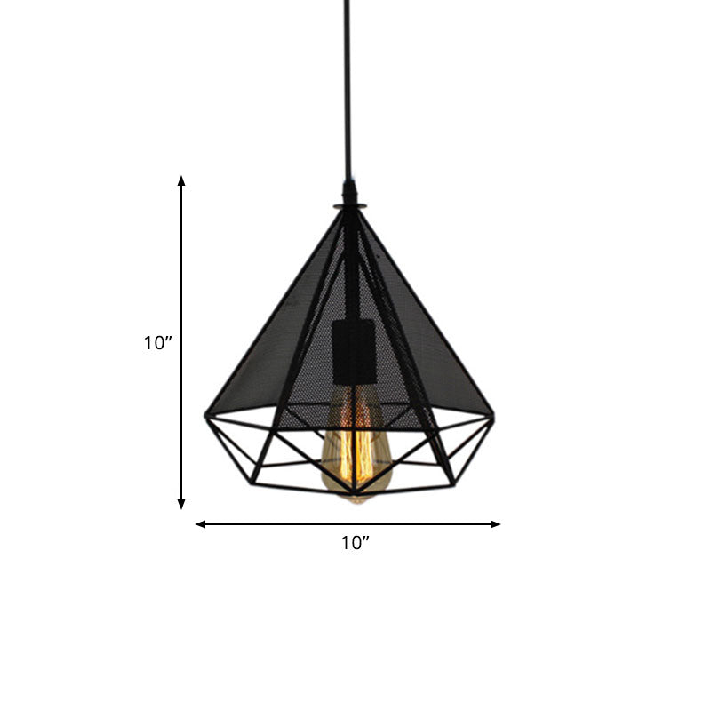 Industrial Style Metallic Pendant Lamp With Mesh Screen - Black Diamond Indoor Lighting