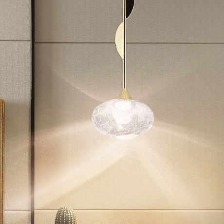 Contemporary Clear Crystal Mini Pendant Light For Bedroom With Half-Round Ornament