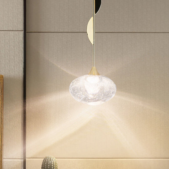 Contemporary Clear Crystal Mini Pendant Light For Bedroom With Half-Round Ornament