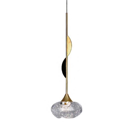 Contemporary Clear Crystal Mini Pendant Light For Bedroom With Half-Round Ornament