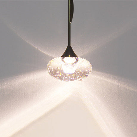 Contemporary Clear Crystal Mini Pendant Light For Bedroom With Half-Round Ornament