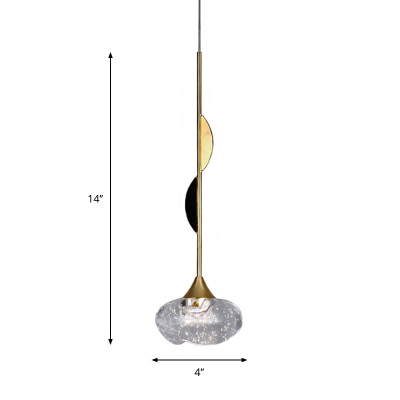 Contemporary Clear Crystal Mini Pendant Light For Bedroom With Half-Round Ornament