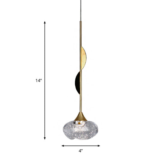 Contemporary Clear Crystal Mini Pendant Light For Bedroom With Half-Round Ornament
