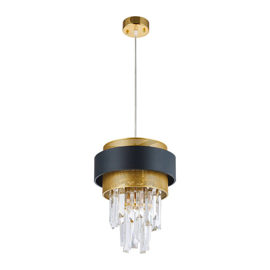 Modern Crystal Mini Pendant With Black And Gold Finish For Great Room