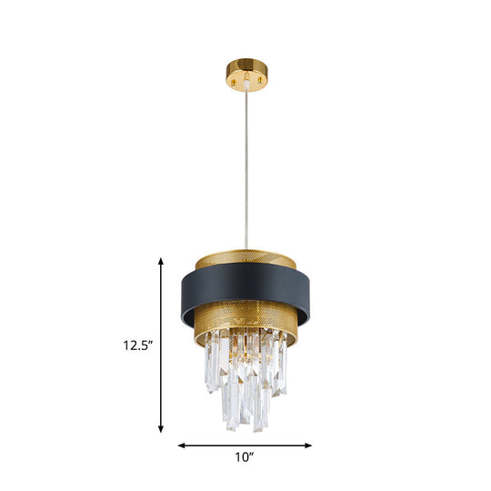 Modern Crystal Mini Pendant With Black And Gold Finish For Great Room