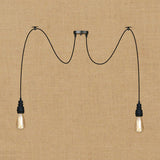 Swag Hanging Lamp - Industrial Style Pendant Light With Metal Bulb Holders In Black Finish