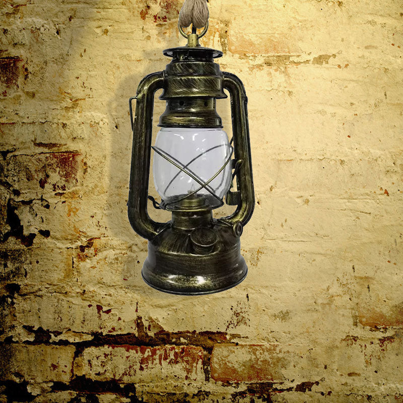 Industrial Clear Glass Pendant Ceiling Light For Coffee Shop - Black/Bronze/Antique Brass Finish