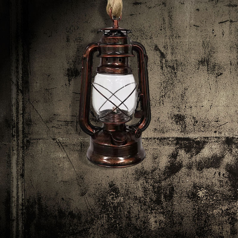 Industrial Clear Glass Pendant Ceiling Light For Coffee Shop - Black/Bronze/Antique Brass Finish