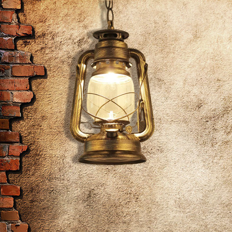 Industrial Clear Glass Pendant Ceiling Light For Coffee Shop - Black/Bronze/Antique Brass Finish