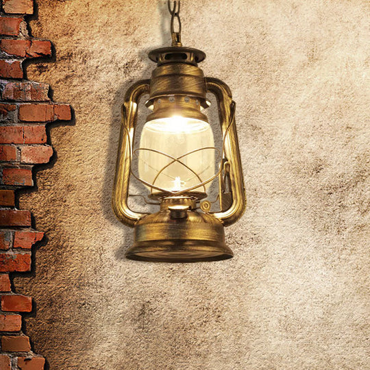 Industrial Clear Glass Pendant Ceiling Light For Coffee Shop - Black/Bronze/Antique Brass Finish