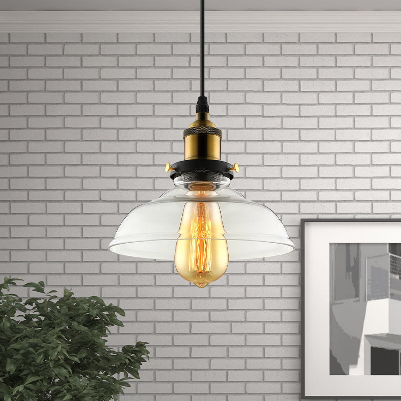 Barn Pendant Light - Industrial 1-Light Prismatic Glass Hanging Lamp In Clear (8’/10’/12’ Wide)