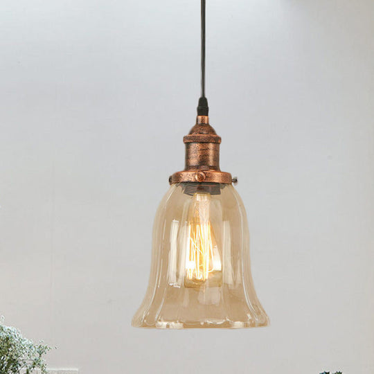 Industrial Clear Glass Bell Pendant Light With Bronze/Antique Brass/Copper Finish - Indoor Hanging