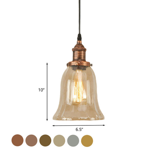 Industrial Clear Glass Bell Pendant Light With Bronze/Antique Brass/Copper Finish - Indoor Hanging