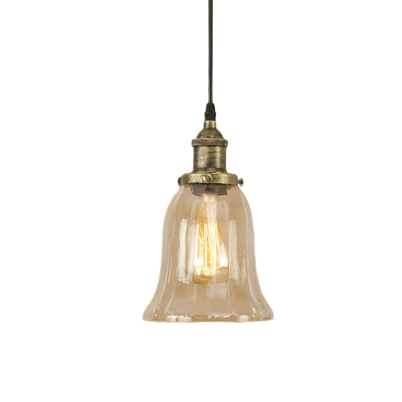 Industrial Clear Glass Bell Pendant Light With Bronze/Antique Brass/Copper Finish - Indoor Hanging