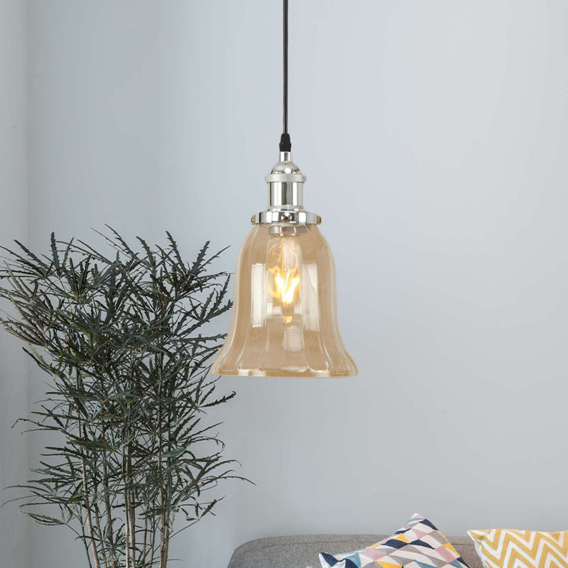 Industrial Clear Glass Bell Pendant Light With Bronze/Antique Brass/Copper Finish - Indoor Hanging