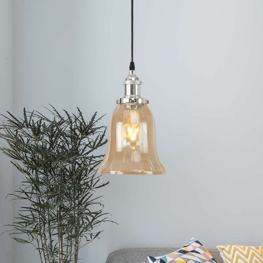 Industrial Clear Glass Bell Pendant Light With Bronze/Antique Brass/Copper Finish - Indoor Hanging