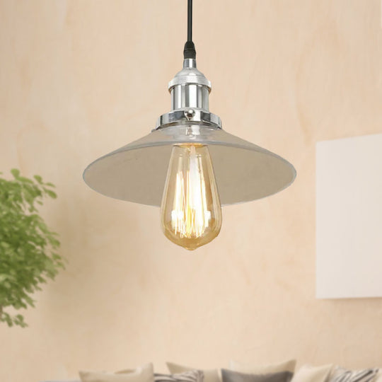 Industrial Clear Glass Pendant Lamp With Cone Shade - Black/Rust/Copper Finish Living Room Hanging