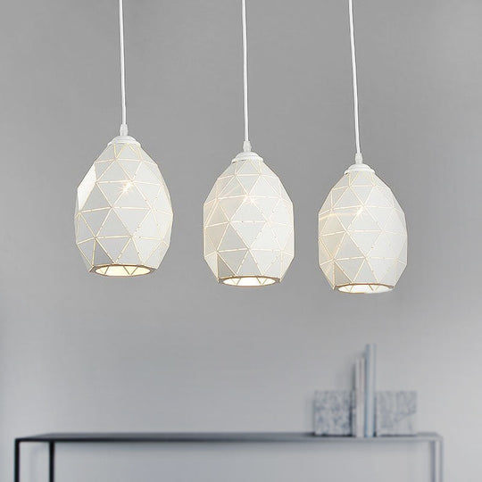 Modern Geometric Metal Pendant Light - White 3 Lights Indoor Hanging Ceiling Fixture
