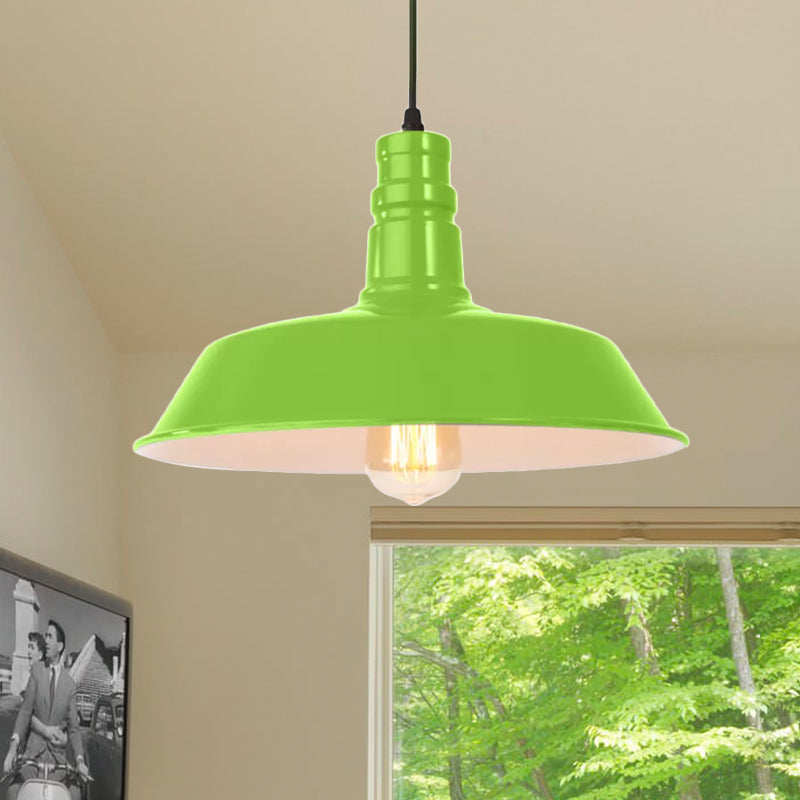 Retro Metal Barn Shade Hanging Lamp - Pink/Yellow 10/14/18 Diameter