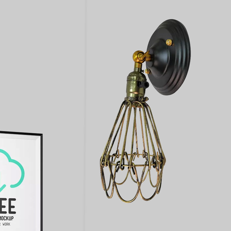 Farmhouse Style Wrought Iron Wall Sconce With Rotatable Lamp 1 Bulb Black/Bronze