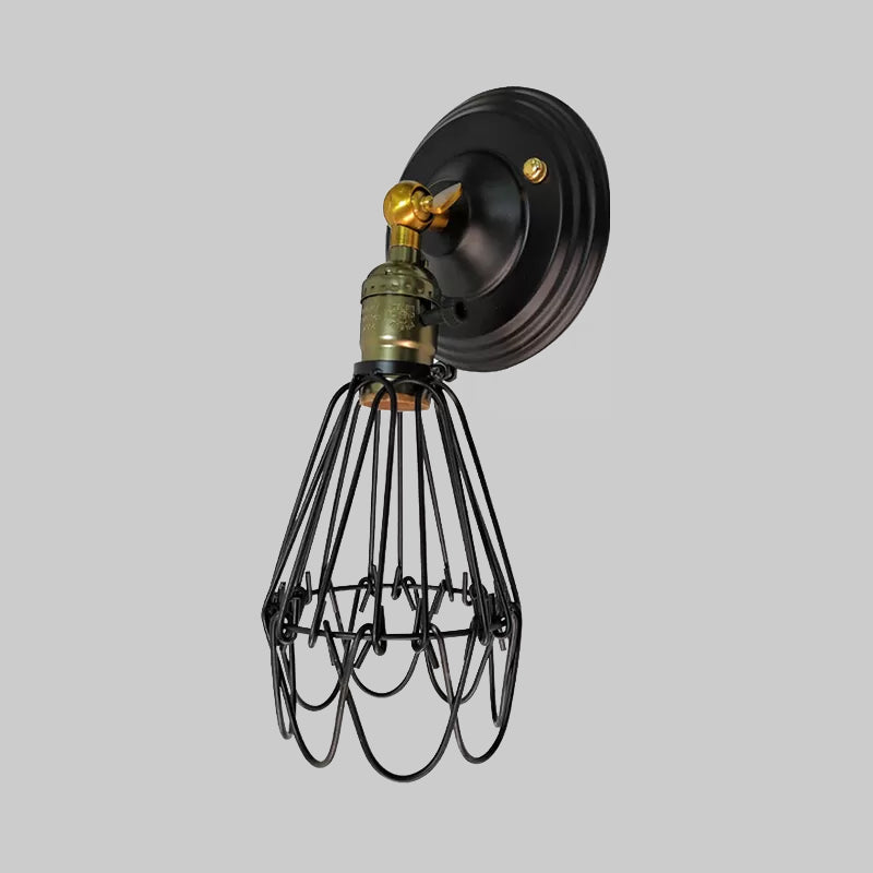 Farmhouse Style Wrought Iron Wall Sconce With Rotatable Lamp 1 Bulb Black/Bronze