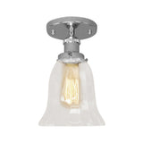 Industrial Flared Glass Semi Flush Mount Light With Clear Bulb In Black/Bronze/Copper