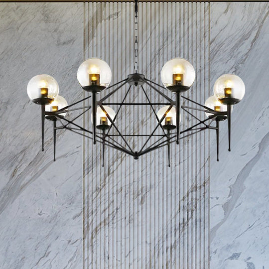 Industrial Pendant Light With Clear Glass Globe Shade - 6/8-Bulb Ceiling Lamp For Dining Room