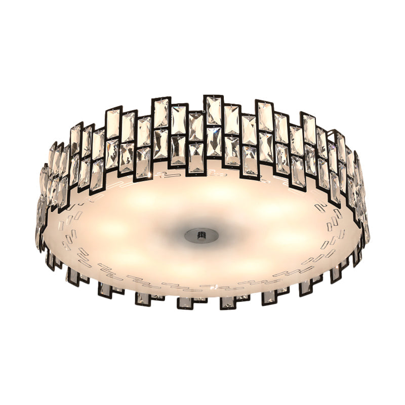 Crystal Embedded Drum Flush Mount Light - Contemporary Design 6/8 Heads 19.5’/23.5’ Width