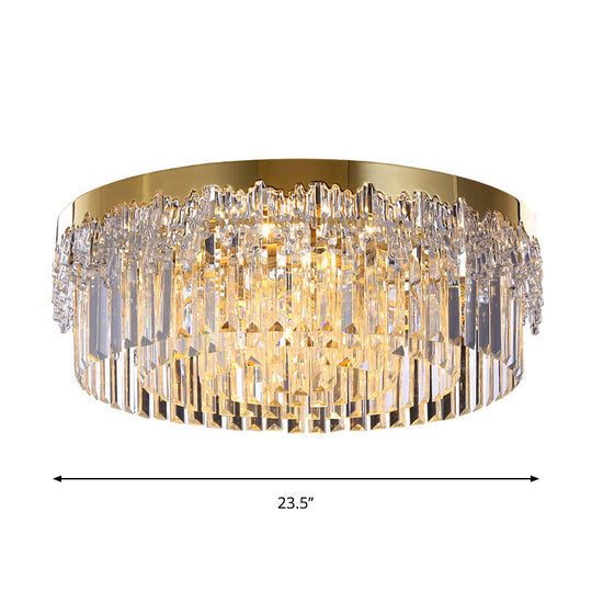 Modern Gold Finish Flush Mount Ceiling Light With Crystal Rods - 3/5/6 Heads 3 - Sided Clear