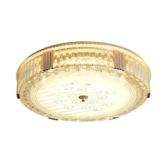 Modern Led Flush Mount Lamp With Rectangular - Cut Clear Crystals