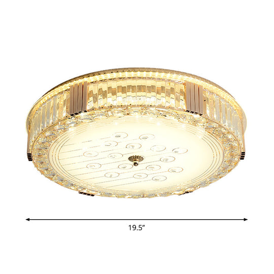 Modern Led Flush Mount Lamp With Rectangular - Cut Clear Crystals