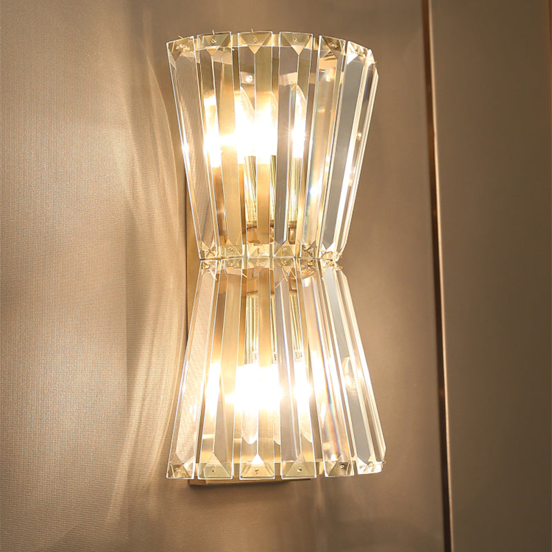 Modern Clear Crystal Shade Wall Mounted Light With 2 Heads Stylish Corridor Lighting Fixture