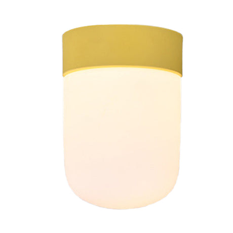 Modernist Metal & Frosted Glass Flush Mount Light - Pink/Gray Ceiling Lighting
