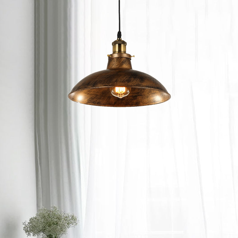 Wrought Iron Dome Industrial Ceiling Fixture Pendant Lighting - 12’/14’ Diameter 1 Light