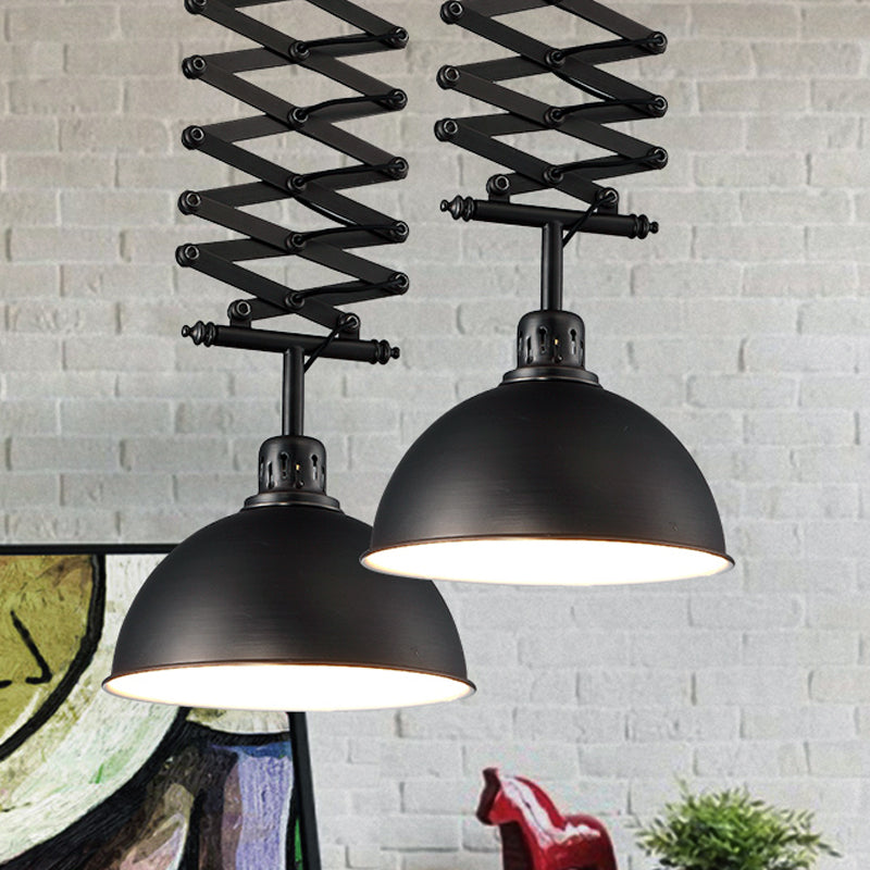 Industrial Style 1 Bulb Metal Dome Ceiling Light - Extendable Pendant For Balcony Black/White