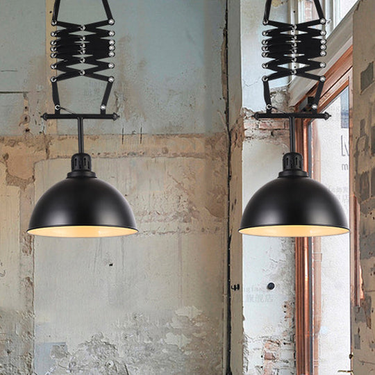 Industrial Style 1 Bulb Metal Dome Ceiling Light - Extendable Pendant For Balcony Black/White