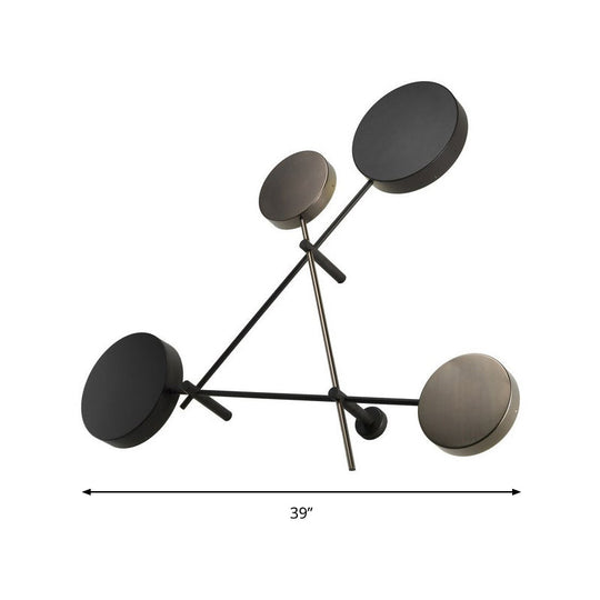 Minimalist Round Acrylic Led Wall Light With 4 Warm/White Lights - Black Sconce