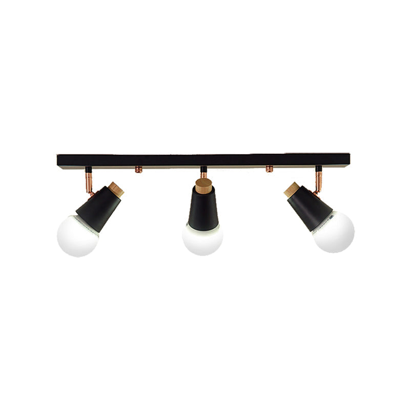 Adjustable Semi Flush Metallic Linear Ceiling Light With Cup Shade - Industrial Style 3/4 Heads