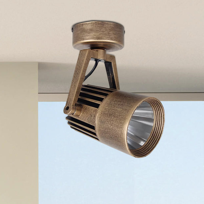 Antique Style Brass Ceiling Light Fixture - Metal Led Bedroom Semi-Flush Mount Adjustable 3’/5’