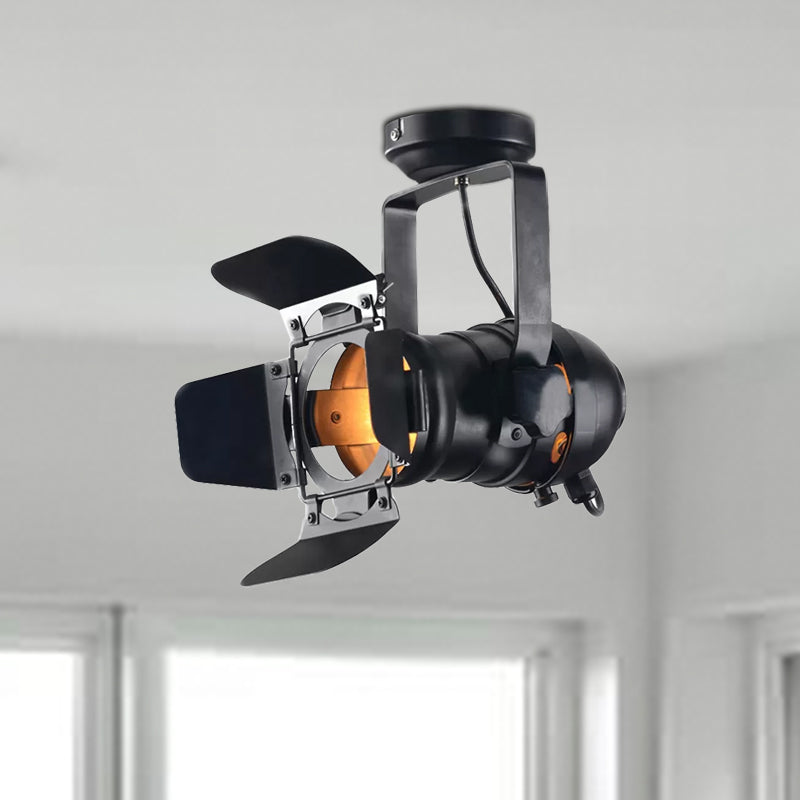 8’/12’ W Industrial Style Ceiling Light With Rotatable Head - Metal Shade Close To Lamp In