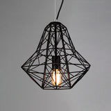 Cage Pendant Diamond Light - Industrial 1 Head Metallic Lamp In Black/White For Dining Room (16/19.5