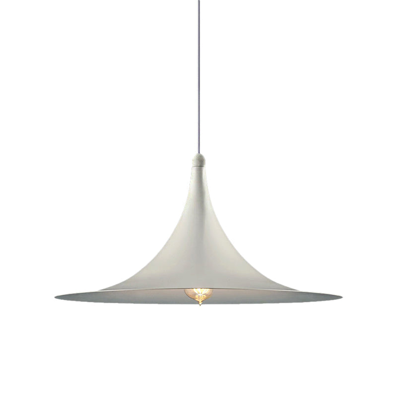 Contemporary Hanging Ceiling Light With Flared Shade - Metallic Pendant Lighting For Bedroom In