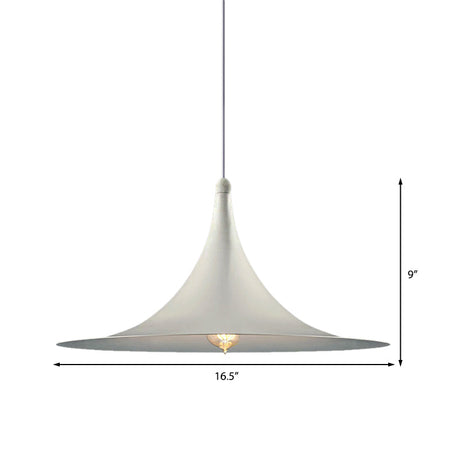 Contemporary Metallic Ceiling Light With Flared Shade - Bedroom Pendant Lighting In White/Black