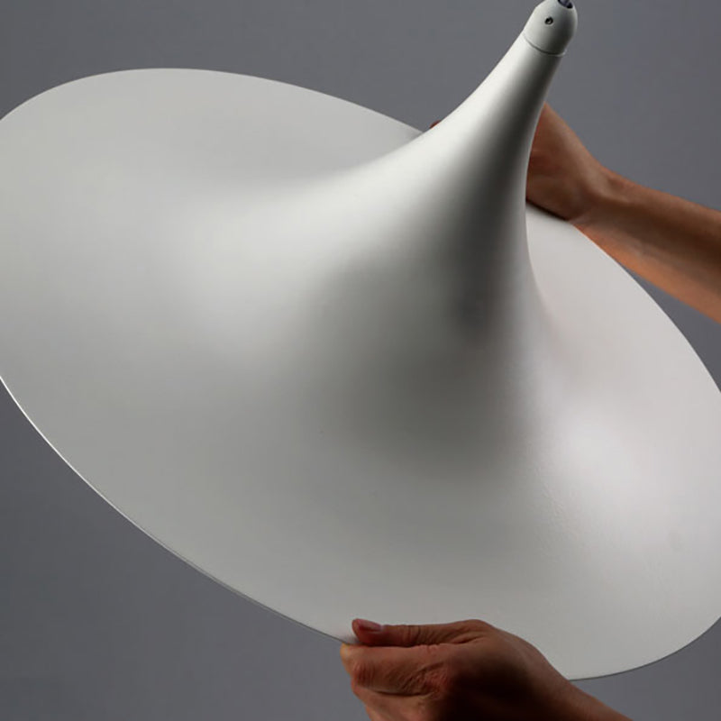 Contemporary Metallic Ceiling Light With Flared Shade - Bedroom Pendant Lighting In White/Black