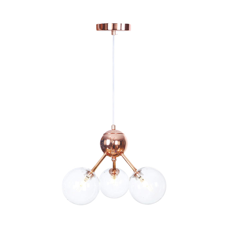 Vintage Copper Ceiling Chandelier With Glass Orb Shades - 3/9/12 Lights Branch Design Sizes