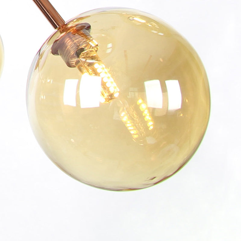 Vintage Copper Ceiling Chandelier With Glass Orb Shades - 3/9/12 Lights Branch Design Sizes