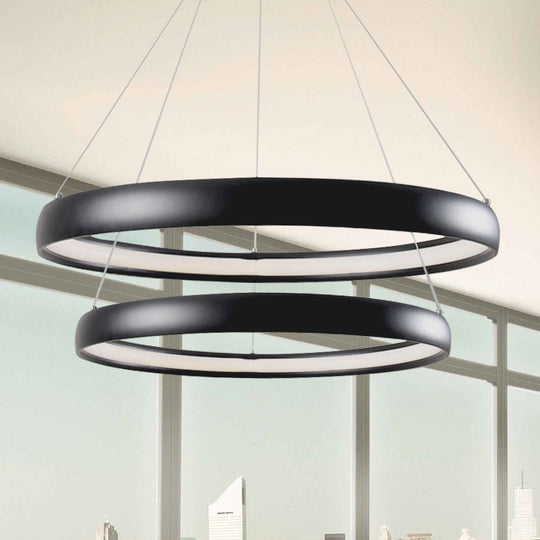 Modern Black Brown Gold Orbit Led Ceiling Light: 1/2/3-Light Acrylic Chandelier In Warm White