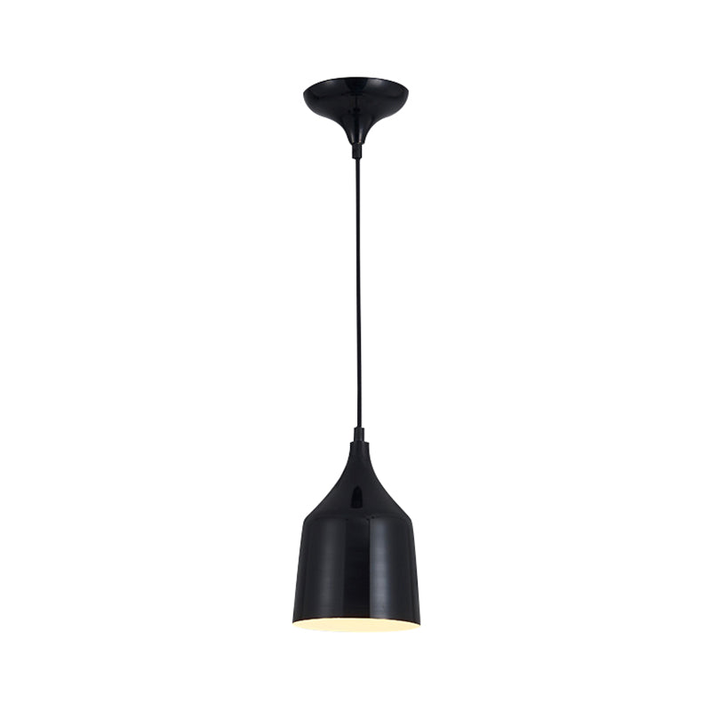 Contemporary Metal Bell Ceiling Hanging Light - Adjustable Cord White/Black 6/8/10.5 Dia 1